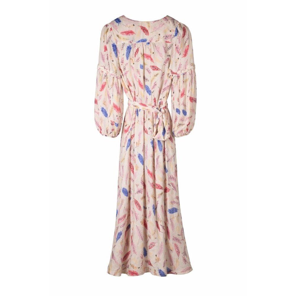 Nathalie Lete Paris Galah Feather 100% Silk Midi A-Line Dress, Sz 8 - Picture 5 of 9